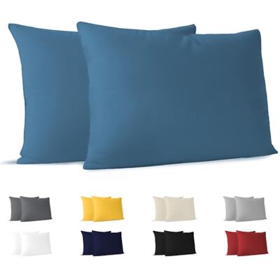 Dreamzie Kissenbezug 50 x 70 cm (Set mit 2) 100% Jersey Baumwolle 150 g/qm Kissenbezüge -Blau Für Kissen 50 x 70 cm Kissenhülle Kissenbezug Resistent und Hypoallergen Dreamzie Kissenbezug 50 x 70 cm (Set mit 2) 100% Jersey Baumwolle 150 g/qm Kissenbezüge -Blau Für Kissen 50 x 70 cm Kissenhülle Kissenbezug Resistent und Hypoallergen