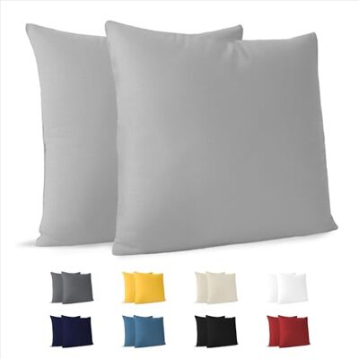 Dreamzie Kissenbezug 80x80 (Set mit 2) 100% Jersey Baumwolle 150 g/qm Kissenbezüge -Grau Für Kissen 80 x 80 cm Kissenhülle Kissenbezug Resistent und Hypoallergen Dreamzie Kissenbezug 80x80 (Set mit 2) 100% Jersey Baumwolle 150 g/qm Kissenbezüge -Grau Für Kissen 80 x 80 cm Kissenhülle Kissenbezug Resistent und Hypoallergen