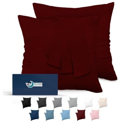 Dreamzie Kissenbezug 65x65 Burgunderrot 2er Set Mikrofaser Oeko-TEX Zertifiziert Kopfkissenbezug 65x65 Weich Dreamzie Kissenbezug 65x65 Burgunderrot 2er Set Mikrofaser Oeko-TEX Zertifiziert Kopfkissenbezug 65x65 Weich