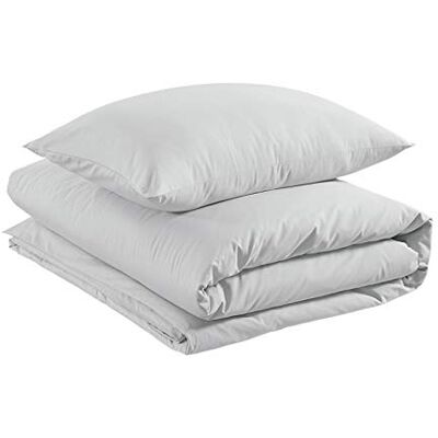 Amazon Basics – Bettwäsche-Set, aus leichter Baumwolle, 135 x 200 cm / 50 x 80 cm, Sanftes Grau Amazon Basics – Bettwäsche-Set, aus leichter Baumwolle, 135 x 200 cm / 50 x 80 cm, Sanftes Grau