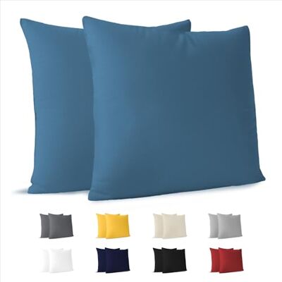 Dreamzie Kissenbezug 60 x 60 cm (Set mit 2) 100% Jersey Baumwolle 150 g/qm Kissenbezüge -Blau Für Kissen 60 x 60 cm Kissenhülle Kissenbezug Resistent und Hypoallergen Dreamzie Kissenbezug 60 x 60 cm (Set mit 2) 100% Jersey Baumwolle 150 g/qm Kissenbezüge -Blau Für Kissen 60 x 60 cm Kissenhülle Kissenbezug Resistent und Hypoallergen