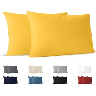 Dreamzie Kissenbezug 40x70 (Set mit 2) 100% Jersey Baumwolle 150 g/qm Kissenbezüge -Gelb Für Kissen 40x70 cm Kissenhülle Kissenbezug Resistent und Hypoallergen Dreamzie Kissenbezug 40x70 (Set mit 2) 100% Jersey Baumwolle 150 g/qm Kissenbezüge -Gelb Für Kissen 40x70 cm Kissenhülle Kissenbezug Resistent und Hypoallergen