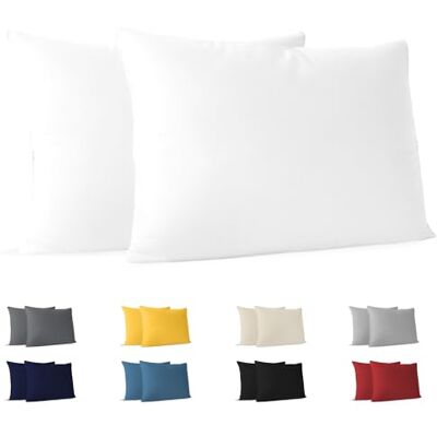 Dreamzie Kissenbezug 40x60 (Set mit 2) 100% Jersey Baumwolle 150 g/qm Kissenbezüge -Weiß Für Kissen 40 x 60 cm Kissenhülle Kissenbezug Resistent und Hypoallergen Dreamzie Kissenbezug 40x60 (Set mit 2) 100% Jersey Baumwolle 150 g/qm Kissenbezüge -Weiß Für Kissen 40 x 60 cm Kissenhülle Kissenbezug Resistent und Hypoallergen