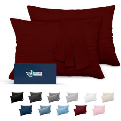 Dreamzie Kissenbezug 40x60 Burgunderrot 2er Set Mikrofaser Oeko-TEX Zertifiziert Kopfkissenbezug 40x60 Weich Dreamzie Kissenbezug 40x60 Burgunderrot 2er Set Mikrofaser Oeko-TEX Zertifiziert Kopfkissenbezug 40x60 Weich
