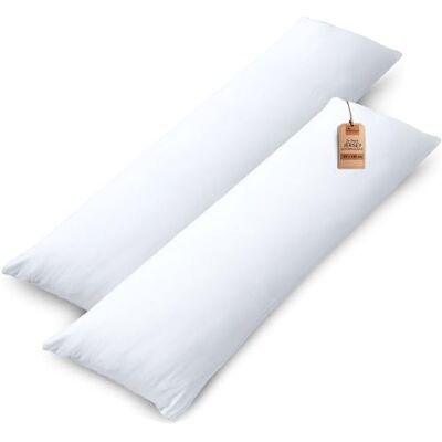 NatureMark 2er Set Jersey Kissenbezüge – 100% Baumwolle – Mit Reißverschluss – Weich & Atmungsaktiv – Weiß, 40x145 cm (Seitenschläferkissen) NatureMark 2er Set Jersey Kissenbezüge – 100% Baumwolle – Mit Reißverschluss – Weich & Atmungsaktiv – Weiß, 40x145 cm (Seitenschläferkissen)