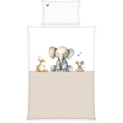 Herding babybest Kleinkinder-Bettwäsche-Set, Cuddle Crew, Wendemotiv, Bettbezug 100x135cm, Kopfkissenbezug 40x60cm, Mit Hoteleinschlag und Reißverschluss, 100% Baumwolle/Renforcé, Weiß/Beige Herding babybest Kleinkinder-Bettwäsche-Set, Cuddle Crew, Wendemotiv, Bettbezug 100x135cm, Kopfkissenbezug 40x60cm, Mit Hoteleinschlag und Reißverschluss, 100% Baumwolle/Renforcé, Weiß/Beige
