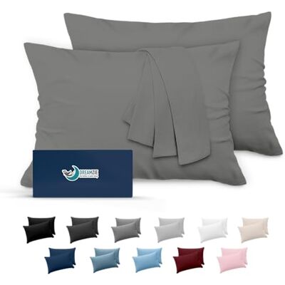 Dreamzie Kissenbezug 50x75 Anthrazit 2er Set Mikrofaser Oeko-TEX Zertifiziert Kopfkissenbezug 50x75 Weich Dreamzie Kissenbezug 50x75 Anthrazit 2er Set Mikrofaser Oeko-TEX Zertifiziert Kopfkissenbezug 50x75 Weich