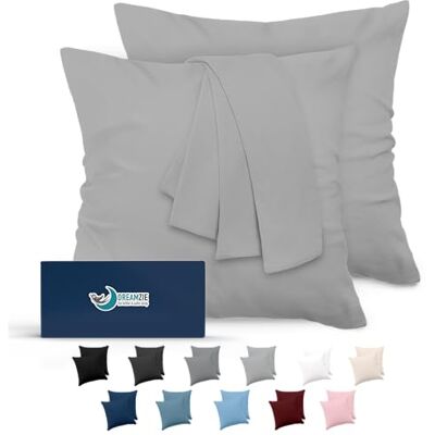 Dreamzie Kissenbezug 60x60 Grau 2er Set Mikrofaser Oeko-TEX Zertifiziert Kopfkissenbezug 60x60 Weich Dreamzie Kissenbezug 60x60 Grau 2er Set Mikrofaser Oeko-TEX Zertifiziert Kopfkissenbezug 60x60 Weich