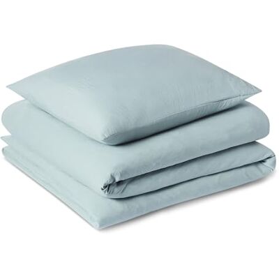Amazon Basics Bettwäsche 135x200 2teilig Vorgewaschene Mikrofaser, Extra Weich mit Knitter-Look, Bügelfrei, Bettbezug 135x200 cm & 1 Kissenbezug 80x80 cm, Blau Amazon Basics Bettwäsche 135x200 2teilig Vorgewaschene Mikrofaser, Extra Weich mit Knitter-Look, Bügelfrei, Bettbezug 135x200 cm & 1 Kissenbezug 80x80 cm, Blau