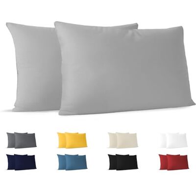 Dreamzie Kissenbezug 40x70 (Set mit 2) 100% Jersey Baumwolle 150 g/qm Kissenbezüge -Grau Für Kissen 40x70 cm Kissenhülle Kissenbezug Resistent und Hypoallergen Dreamzie Kissenbezug 40x70 (Set mit 2) 100% Jersey Baumwolle 150 g/qm Kissenbezüge -Grau Für Kissen 40x70 cm Kissenhülle Kissenbezug Resistent und Hypoallergen