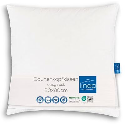 linea by böhmerwald cosy hochwertiges Kopfkissen fest, 80x80, 85% Federn Klasse 1, 15% kuschlige neue Daunen, Allergiker geeignet, waschbar bis 60°C, in Deutschland produziert linea by böhmerwald cosy hochwertiges Kopfkissen fest, 80x80, 85% Federn Klasse 1, 15% kuschlige neue Daunen, Allergiker geeignet, waschbar bis 60°C, in Deutschland produziert