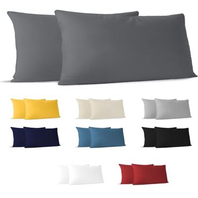 Dreamzie Kissenbezug 40 x 80 (Set mit 2) 100% Jersey Baumwolle 150 g/qm Kissenbezüge -Anthrazit Für Kissen 40 x 80 cm Kissenhülle Kissenbezug Resistent und Hypoallergen Dreamzie Kissenbezug 40 x 80 (Set mit 2) 100% Jersey Baumwolle 150 g/qm Kissenbezüge -Anthrazit Für Kissen 40 x 80 cm Kissenhülle Kissenbezug Resistent und Hypoallergen