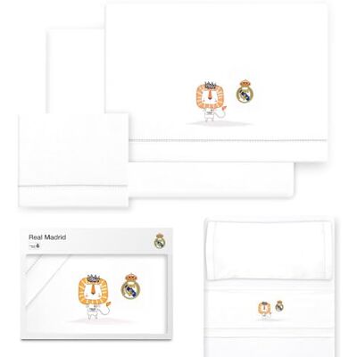 Interbaby – Real Madrid Baby-Bettwäsche (3-TLG.) für Beistellbetten & Wiegen – Gestickter Löwe & Wappen – 100% weiche Baumwolle, atmungsaktiv – Offizielles Lizenzprodukt für Neugeborene Interbaby – Real Madrid Baby-Bettwäsche (3-TLG.) für Beistellbetten & Wiegen – Gestickter Löwe & Wappen – 100% weiche Baumwolle, atmungsaktiv – Offizielles Lizenzprodukt für Neugeborene