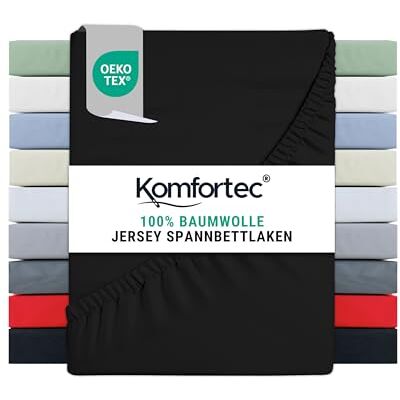Komfortec Spannbettlaken Jersey 100% Baumwolle – 180x200 cm – 135g/m² – Weich, Atmungsaktiv & Hautfreundlich – Mit Rundumgummi – Oeko-Tex Zertifiziert – Für Boxspring, Topper & Matratzen – Kohlschwarz Komfortec Spannbettlaken Jersey 100% Baumwolle – 180x200 cm – 135g/m² – Weich, Atmungsaktiv & Hautfreundlich – Mit Rundumgummi – Oeko-Tex Zertifiziert – Für Boxspring, Topper & Matratzen – Kohlschwarz