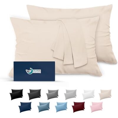 Dreamzie Kissenbezug 50x75 Beige 2er Set Mikrofaser Oeko-TEX Zertifiziert Kopfkissenbezug 50x75 Weich Dreamzie Kissenbezug 50x75 Beige 2er Set Mikrofaser Oeko-TEX Zertifiziert Kopfkissenbezug 50x75 Weich