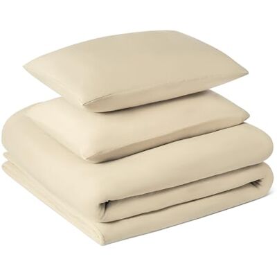 Amazon Basics Bettwäsche-Set, Vorgewaschene Mikrofaser, Extra Weich mit Knitter-Look, Bügelfrei, Bettbezug 240cm x 220cm & 2 Kissenbezüge 50cm x 80cm, 3-teilig, Beige Amazon Basics Bettwäsche-Set, Vorgewaschene Mikrofaser, Extra Weich mit Knitter-Look, Bügelfrei, Bettbezug 240cm x 220cm & 2 Kissenbezüge 50cm x 80cm, 3-teilig, Beige