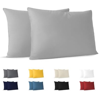 Dreamzie Kissenbezug 50 x 70 cm (Set mit 2) 100% Jersey Baumwolle 150 g/qm Kissenbezüge -Grau Für Kissen 50 x 70 cm Kissenhülle Kissenbezug Resistent und Hypoallergen Dreamzie Kissenbezug 50 x 70 cm (Set mit 2) 100% Jersey Baumwolle 150 g/qm Kissenbezüge -Grau Für Kissen 50 x 70 cm Kissenhülle Kissenbezug Resistent und Hypoallergen