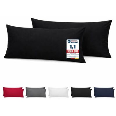 Komfortec Kissenbezug 2er Set 100% Mikrofaser, Weich & Atmungsaktiv, mit Reißverschluss Kopfkissenbezug Waschbar & Pflegeleicht Schwarz 40 x 80 cm Komfortec Kissenbezug 2er Set 100% Mikrofaser, Weich & Atmungsaktiv, mit Reißverschluss Kopfkissenbezug Waschbar & Pflegeleicht Schwarz 40 x 80 cm