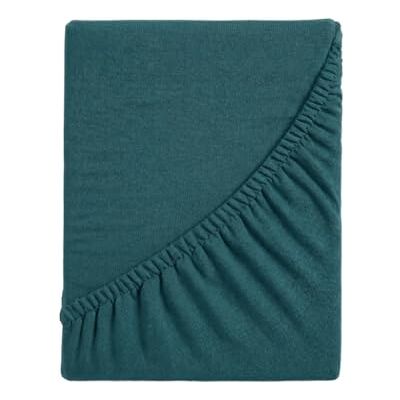 hermet Spannbettlaken für Einzelbett, Spannbettlaken mit Ecken, einfarbig, elastisch auf 4 Seiten, 100% Baumwoll-Jersey, 80/90 x 190/200 cm, Petrol hermet Spannbettlaken für Einzelbett, Spannbettlaken mit Ecken, einfarbig, elastisch auf 4 Seiten, 100% Baumwoll-Jersey, 80/90 x 190/200 cm, Petrol