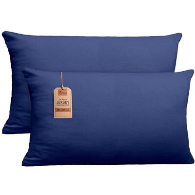NatureMark 2er Set Jersey Kissenbezüge – Elastisch, weich, atmungsaktiv und hautfreundlich – Waschbare Kissenhülle 40x80 – Navy Blau NatureMark 2er Set Jersey Kissenbezüge – Elastisch, weich, atmungsaktiv und hautfreundlich – Waschbare Kissenhülle 40x80 – Navy Blau