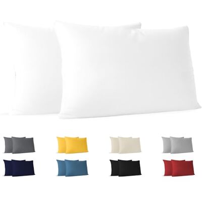 Dreamzie Kissenbezug 40x70 (Set mit 2) 100% Jersey Baumwolle 150 g/qm Kissenbezüge -Weiß Für Kissen 40x70 cm Kissenhülle Kissenbezug Resistent und Hypoallergen Dreamzie Kissenbezug 40x70 (Set mit 2) 100% Jersey Baumwolle 150 g/qm Kissenbezüge -Weiß Für Kissen 40x70 cm Kissenhülle Kissenbezug Resistent und Hypoallergen