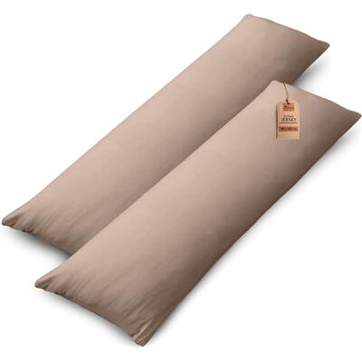 NatureMark 2er Set Jersey Kissenbezüge – 100% Baumwolle – Mit Reißverschluss – Weich & Atmungsaktiv – Sand/Beige, 40x145 cm (Seitenschläferkissen) NatureMark 2er Set Jersey Kissenbezüge – 100% Baumwolle – Mit Reißverschluss – Weich & Atmungsaktiv – Sand/Beige, 40x145 cm (Seitenschläferkissen)