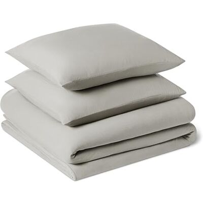 Amazon Basics Bettwäsche 200x200 3teilig Vorgewaschene Mikrofaser, Extra Weich mit Knitter-Look, Bügelfrei, Bettbezug 200x200 cm & 2 Kissenbezüge 80x80 cm, Grau Amazon Basics Bettwäsche 200x200 3teilig Vorgewaschene Mikrofaser, Extra Weich mit Knitter-Look, Bügelfrei, Bettbezug 200x200 cm & 2 Kissenbezüge 80x80 cm, Grau