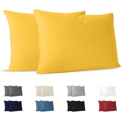 Dreamzie Kissenbezug 40x60 (Set mit 2) 100% Jersey Baumwolle 150 g/qm Kissenbezüge -Gelb Für Kissenbezug 40x60 Baumwolle Kissenhülle Resistent und Hypoallergen Dreamzie Kissenbezug 40x60 (Set mit 2) 100% Jersey Baumwolle 150 g/qm Kissenbezüge -Gelb Für Kissenbezug 40x60 Baumwolle Kissenhülle Resistent und Hypoallergen