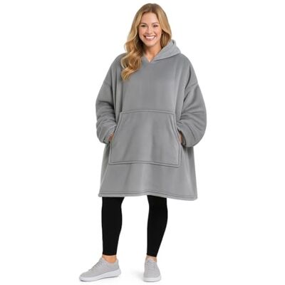 Good Nite Decke mit Ärmeln für Frauen und Männer Sherpa kuscheldecke Tragbare Decken Adult Cosy Sweater Tragbare Warm Decken Übergroßer hoodie mit Taschen Grau(98x100cm) Good Nite Decke mit Ärmeln für Frauen und Männer Sherpa kuscheldecke Tragbare Decken Adult Cosy Sweater Tragbare Warm Decken Übergroßer hoodie mit Taschen Grau(98x100cm)