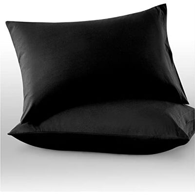 Super Mikrofaser-Kissenbezüge, einfarbig, 74 x 48 cm, Schwarz, 2 Stück Super Mikrofaser-Kissenbezüge, einfarbig, 74 x 48 cm, Schwarz, 2 Stück