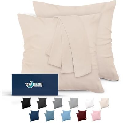Dreamzie Kissenbezug 80x80 Beige 2er Set Mikrofaser Oeko-TEX Zertifiziert Kopfkissenbezug 80x80 Weich Dreamzie Kissenbezug 80x80 Beige 2er Set Mikrofaser Oeko-TEX Zertifiziert Kopfkissenbezug 80x80 Weich