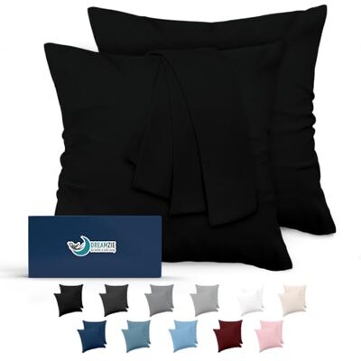 Dreamzie Kissenbezug 65x65 Schwarz 2er Set Mikrofaser Oeko-TEX Zertifiziert Kopfkissenbezug 65x65 Weich Dreamzie Kissenbezug 65x65 Schwarz 2er Set Mikrofaser Oeko-TEX Zertifiziert Kopfkissenbezug 65x65 Weich