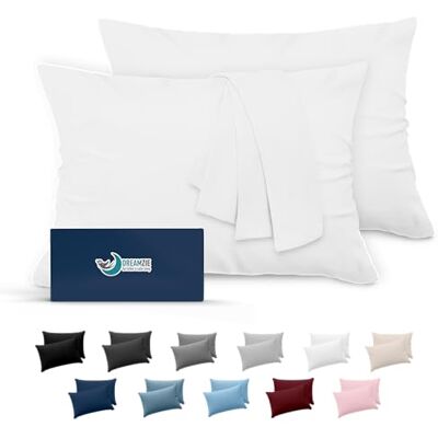 Dreamzie Kissenbezug 40x70 Weiß 2er Set Mikrofaser Oeko-TEX Zertifiziert Kopfkissenbezug 40x70 Weich Dreamzie Kissenbezug 40x70 Weiß 2er Set Mikrofaser Oeko-TEX Zertifiziert Kopfkissenbezug 40x70 Weich