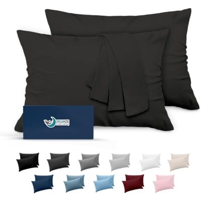 Dreamzie Kissenbezug 40x60 Dunkelgrau 2er Set Mikrofaser Oeko-TEX Zertifiziert Kopfkissenbezug 40x60 Weich Dreamzie Kissenbezug 40x60 Dunkelgrau 2er Set Mikrofaser Oeko-TEX Zertifiziert Kopfkissenbezug 40x60 Weich