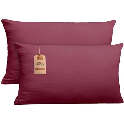 NatureMark 2er Set Jersey Kissenbezüge – Elastisch, weich, atmungsaktiv und hautfreundlich – Waschbare Kissenhülle 40x80 – Bordeaux Rot NatureMark 2er Set Jersey Kissenbezüge – Elastisch, weich, atmungsaktiv und hautfreundlich – Waschbare Kissenhülle 40x80 – Bordeaux Rot