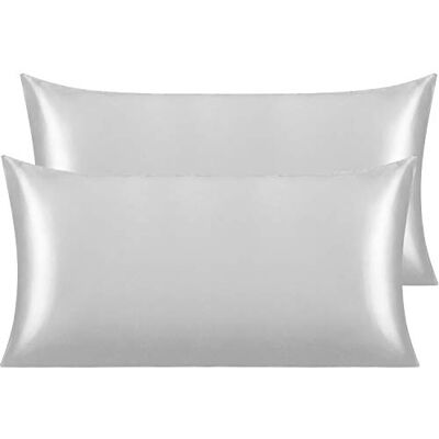 NTBAY 2er-Pack 50x90 cm Seidensatin-Kissenbezüge für Haar und Haut, luxuriöse und seidige King-Size-Kissenbezüge mit Hotelverschluss, Silbergrau NTBAY 2er-Pack 50x90 cm Seidensatin-Kissenbezüge für Haar und Haut, luxuriöse und seidige King-Size-Kissenbezüge mit Hotelverschluss, Silbergrau