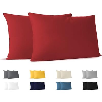Dreamzie Kissenbezug 40x70 Rot (2er Set), 100% Baumwolle, Oeko-TEX Dreamzie Kissenbezug 40x70 Rot (2er Set), 100% Baumwolle, Oeko-TEX
