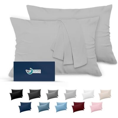 Dreamzie Kissenbezug 50x70 Grau 2er Set Mikrofaser Oeko-TEX Zertifiziert Kissen 50x70 Bezug Weich Dreamzie Kissenbezug 50x70 Grau 2er Set Mikrofaser Oeko-TEX Zertifiziert Kissen 50x70 Bezug Weich