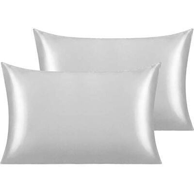 NTBAY 2 Stück 50x75 cm Seidensatin-Kissenbezüge für Haar und Haut, luxuriöse und seidige Standard-Kissenbezüge mit Hotelverschluss, Silbergrau NTBAY 2 Stück 50x75 cm Seidensatin-Kissenbezüge für Haar und Haut, luxuriöse und seidige Standard-Kissenbezüge mit Hotelverschluss, Silbergrau