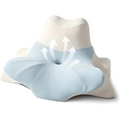 OKYUK 4 in 1 Nackenkissen Ergonomisch mit Zwei-Zonen-Design, Memory Foam Kissen mit Abnehmbarer Kissenbezug für Seiten Rücken & Bauchschläfer (Blau-weiße) OKYUK 4 in 1 Nackenkissen Ergonomisch mit Zwei-Zonen-Design, Memory Foam Kissen mit Abnehmbarer Kissenbezug für Seiten Rücken & Bauchschläfer (Blau-weiße)
