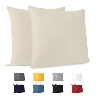 Dreamzie Kissenbezug 65 x 65 cm (Set mit 2) 100% Jersey Baumwolle 150 g/qm Kissenbezüge -Beige Für Kissen 65 x 65 cm Kissenhülle Kissenbezug Resistent und Hypoallergen Dreamzie Kissenbezug 65 x 65 cm (Set mit 2) 100% Jersey Baumwolle 150 g/qm Kissenbezüge -Beige Für Kissen 65 x 65 cm Kissenhülle Kissenbezug Resistent und Hypoallergen