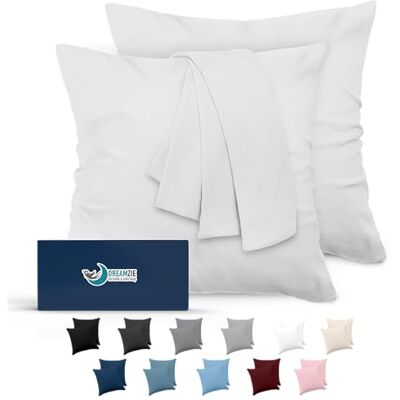 Dreamzie Kissenbezug 65x65 Weiß 2er Set Mikrofaser Oeko-TEX Zertifiziert Kopfkissenbezug 65x65 Weich Dreamzie Kissenbezug 65x65 Weiß 2er Set Mikrofaser Oeko-TEX Zertifiziert Kopfkissenbezug 65x65 Weich