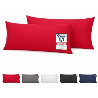 Komfortec Kissenbezug 2er Set 100% Mikrofaser, Weich & Atmungsaktiv, mit Reißverschluss Kopfkissenbezug Waschbar & Pflegeleicht Rot 40 x 80 cm Komfortec Kissenbezug 2er Set 100% Mikrofaser, Weich & Atmungsaktiv, mit Reißverschluss Kopfkissenbezug Waschbar & Pflegeleicht Rot 40 x 80 cm