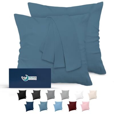 Dreamzie Kissenbezug 60x60 Blau 2er Set Mikrofaser Oeko-TEX Zertifiziert Kopfkissenbezug 60x60 Weich Dreamzie Kissenbezug 60x60 Blau 2er Set Mikrofaser Oeko-TEX Zertifiziert Kopfkissenbezug 60x60 Weich