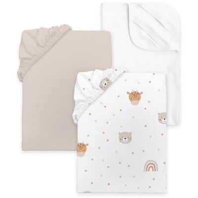 Herding babybest Spannbettlaken-Set, Little Friends, 3-teilig, 2X Spannbettlaken, 1x Matratzenschoner (100% wasserdicht), Für Kinderwagen und Wiege, ca. 35x75 cm Herding babybest Spannbettlaken-Set, Little Friends, 3-teilig, 2X Spannbettlaken, 1x Matratzenschoner (100% wasserdicht), Für Kinderwagen und Wiege, ca. 35x75 cm
