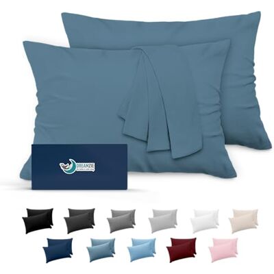 Dreamzie Kissenbezug 40x60 Blau 2er Set Mikrofaser Oeko-TEX Zertifiziert Kopfkissenbezug 40x60 Weich Dreamzie Kissenbezug 40x60 Blau 2er Set Mikrofaser Oeko-TEX Zertifiziert Kopfkissenbezug 40x60 Weich