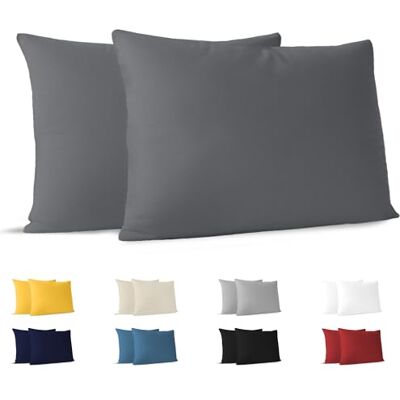 Dreamzie Kissenbezug 30x50 (Set mit 2) 100% Jersey Baumwolle 150 g/qm Kissenbezüge -Anthrazit Für Kissenbezug 50x30 cm Kissenhülle Resistent und Hypoallergen Dreamzie Kissenbezug 30x50 (Set mit 2) 100% Jersey Baumwolle 150 g/qm Kissenbezüge -Anthrazit Für Kissenbezug 50x30 cm Kissenhülle Resistent und Hypoallergen