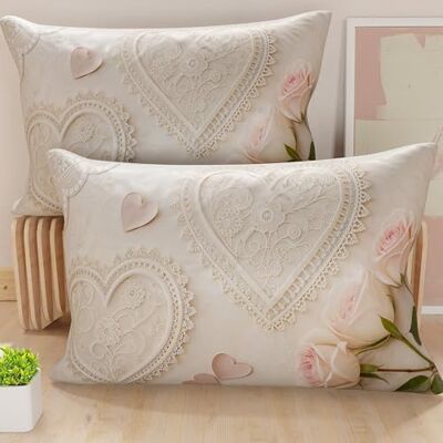 PETTI Artigiani Italiani Paar Kissenbezüge 40 x 70 cm aus Mikrofaser, Dekokissen für Schlafzimmer, Sofa, Wohnzimmer, Set mit 2 Kissenbezügen, Kissenbezug Shabby 319, 100% Made in Italy PETTI Artigiani Italiani Paar Kissenbezüge 40 x 70 cm aus Mikrofaser, Dekokissen für Schlafzimmer, Sofa, Wohnzimmer, Set mit 2 Kissenbezügen, Kissenbezug Shabby 319, 100% Made in Italy
