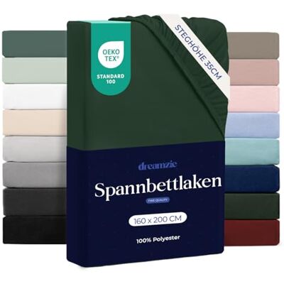 Dreamzie Spannbettlaken 160x200cm Mikrofaser Weich – Für Dicke Matratzen – Oeko-Tex Komfort, Atmungsaktivität, Pflegeleicht – Grün Dreamzie Spannbettlaken 160x200cm Mikrofaser Weich – Für Dicke Matratzen – Oeko-Tex Komfort, Atmungsaktivität, Pflegeleicht – Grün
