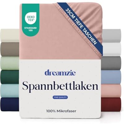 Dreamzie Spannbettlaken 200x200cm 35 cm Tiefe Tasche 100% Mikrofaser Bettlaken Hell-Pink, Schadstoffgeprüft(Oeko TEX), Bettlaken mit Gummizug Dreamzie Spannbettlaken 200x200cm 35 cm Tiefe Tasche 100% Mikrofaser Bettlaken Hell-Pink, Schadstoffgeprüft(Oeko TEX), Bettlaken mit Gummizug
